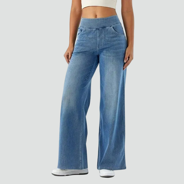 Women's High-Waisted Jeans with Wide Stretchy Legs