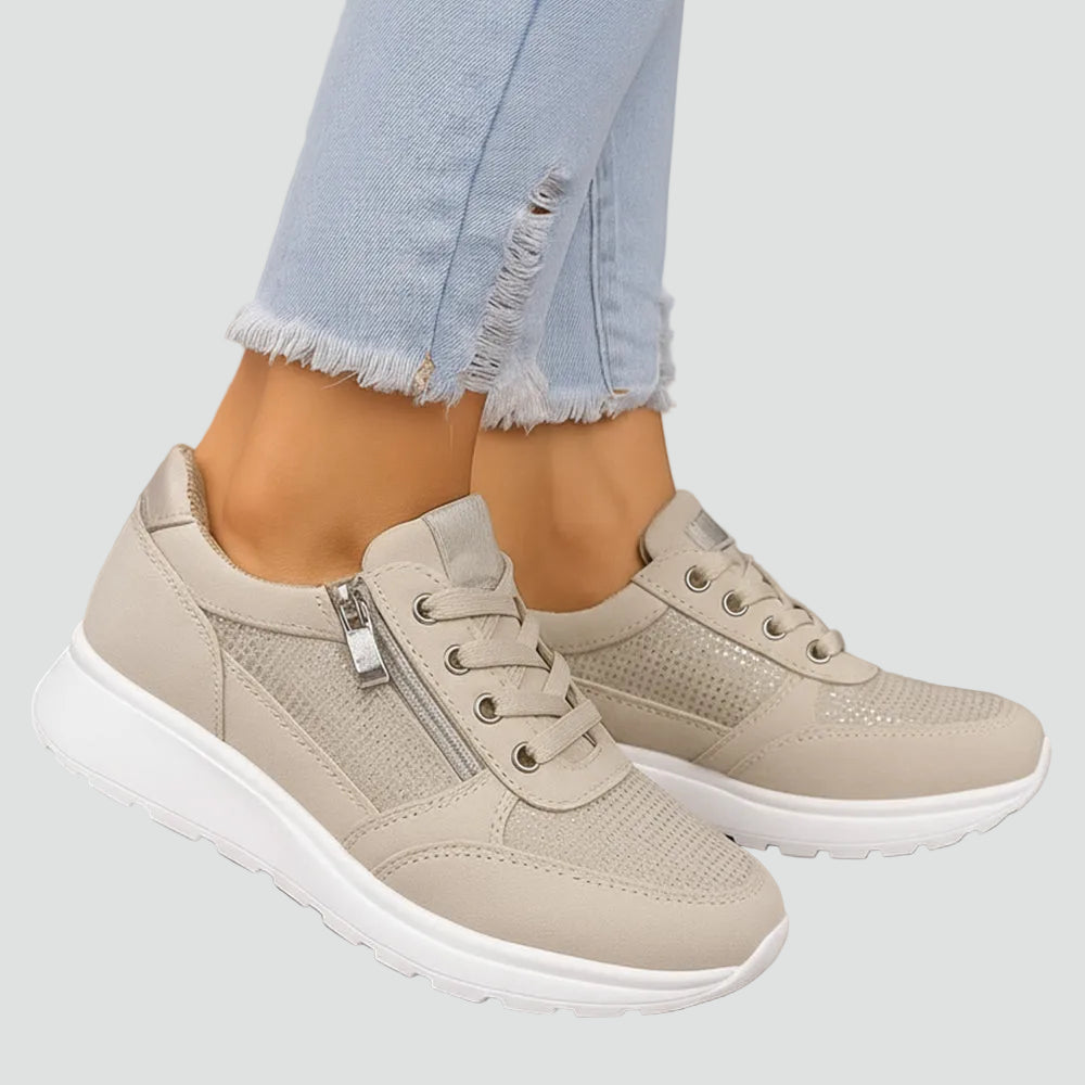 Women's orthopedic sneakers with zipper and cushioning