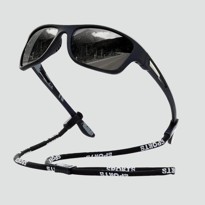 Sport polarized sunglasses with mirrored lenses
