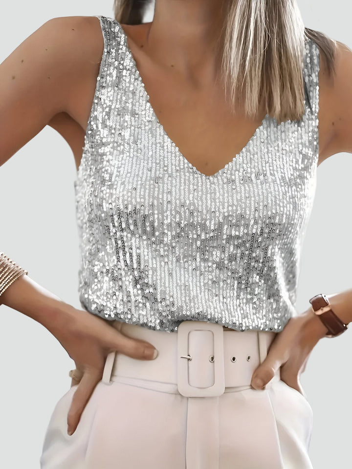 Brokatowy top damski na ramiączkach imprezowy