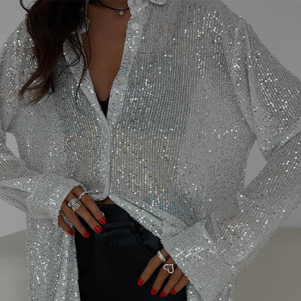 Sequin loose-fit party blouse for women