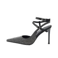 Elegant women's high heels with ankle strap and rhinestone decoration