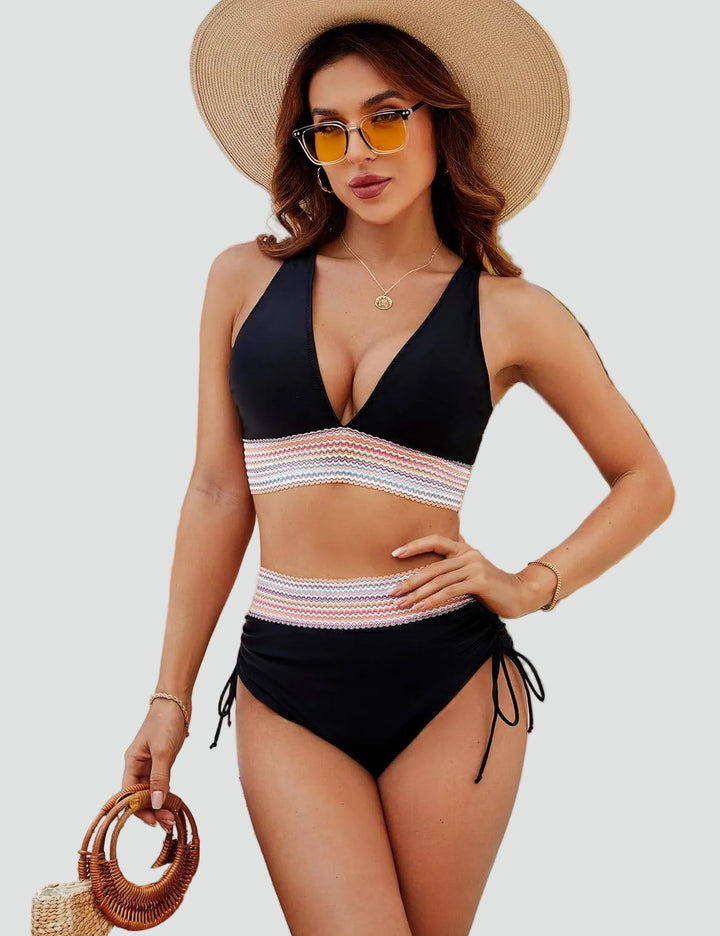 Letni modelujący damski bikini dwuczęściowy z wysokim stanem