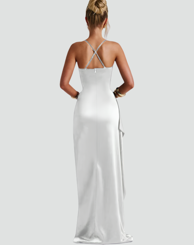 Maxi dress with chiffon bottom and thin straps