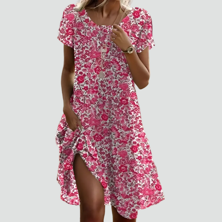 Robe midi fluide à pois avec une coupe décontractée