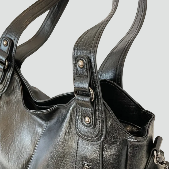 Women's spacious shoulder bag with leather look
