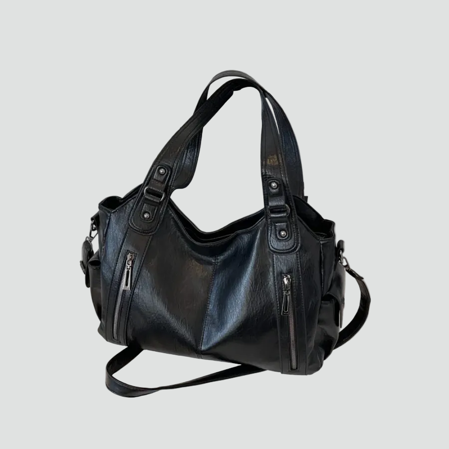 Women's spacious shoulder bag with leather look