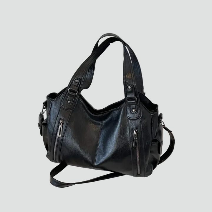 Women's spacious shoulder bag with leather look