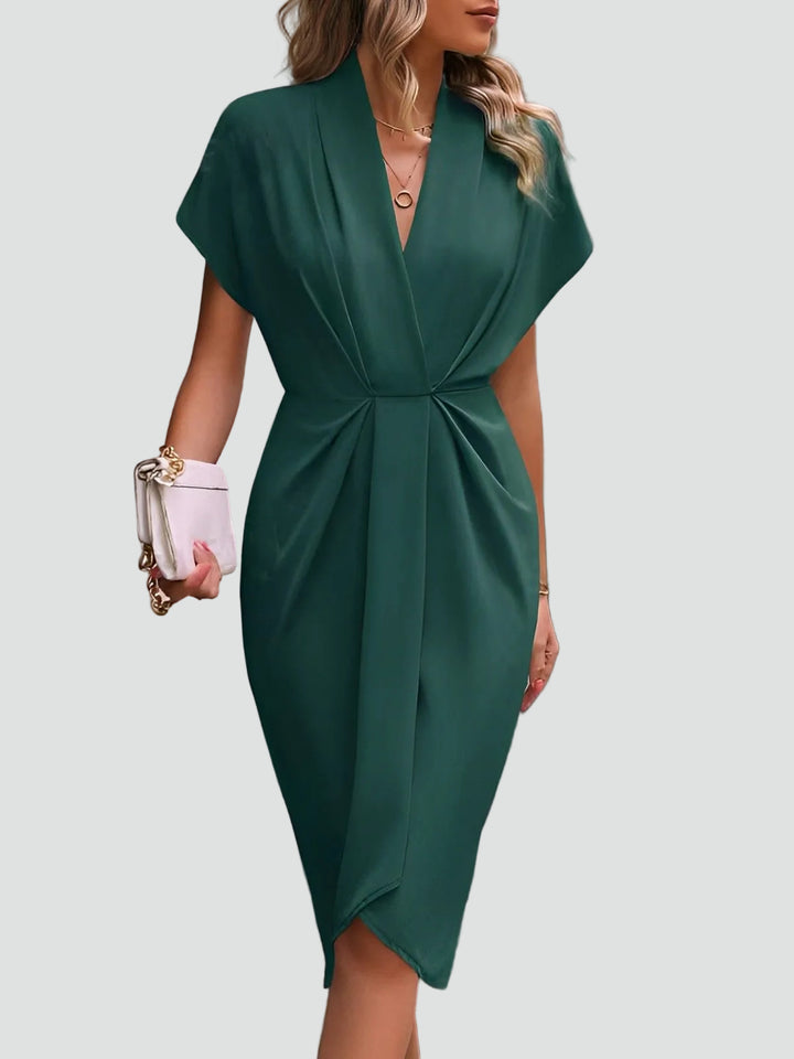 Elegant women's wrap midi cocktail dress