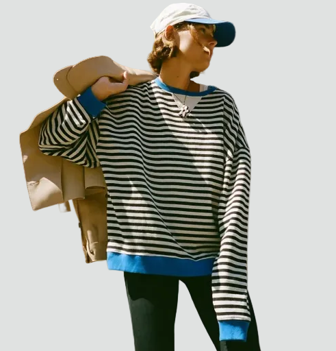 Kolorowa bluza damska oversize w paski na co dzień