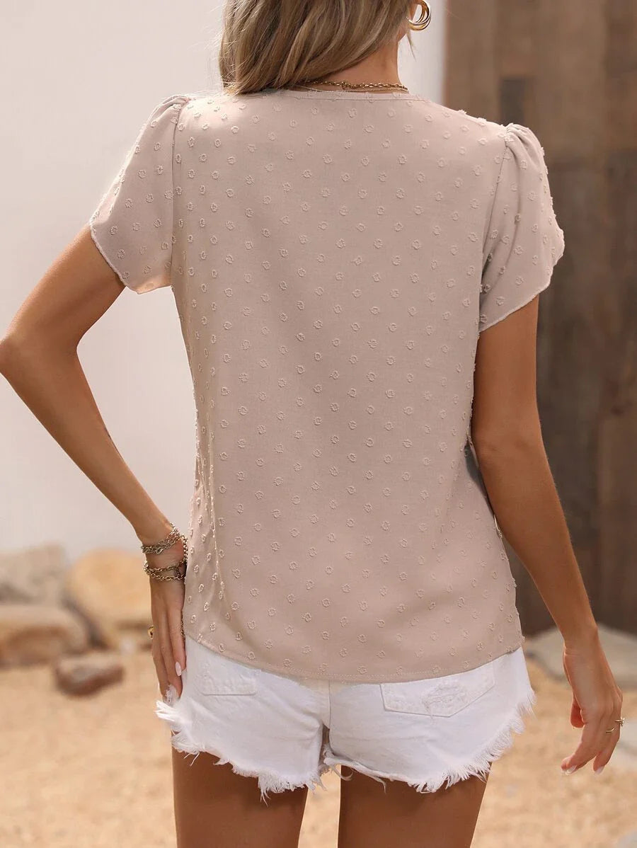 Delikatna Zwiewna Romantyczna Damska Bluzka z subtelnym wzorem