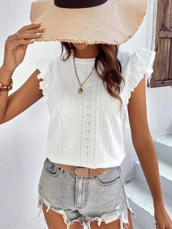 Biała Stylowa Zwiewna Damska Bluzka w kwiatowy wzór