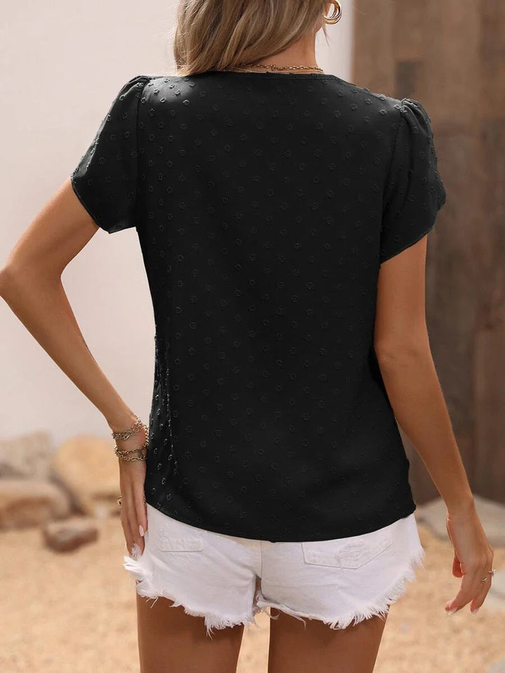 Delikatna Zwiewna Romantyczna Damska Bluzka z subtelnym wzorem