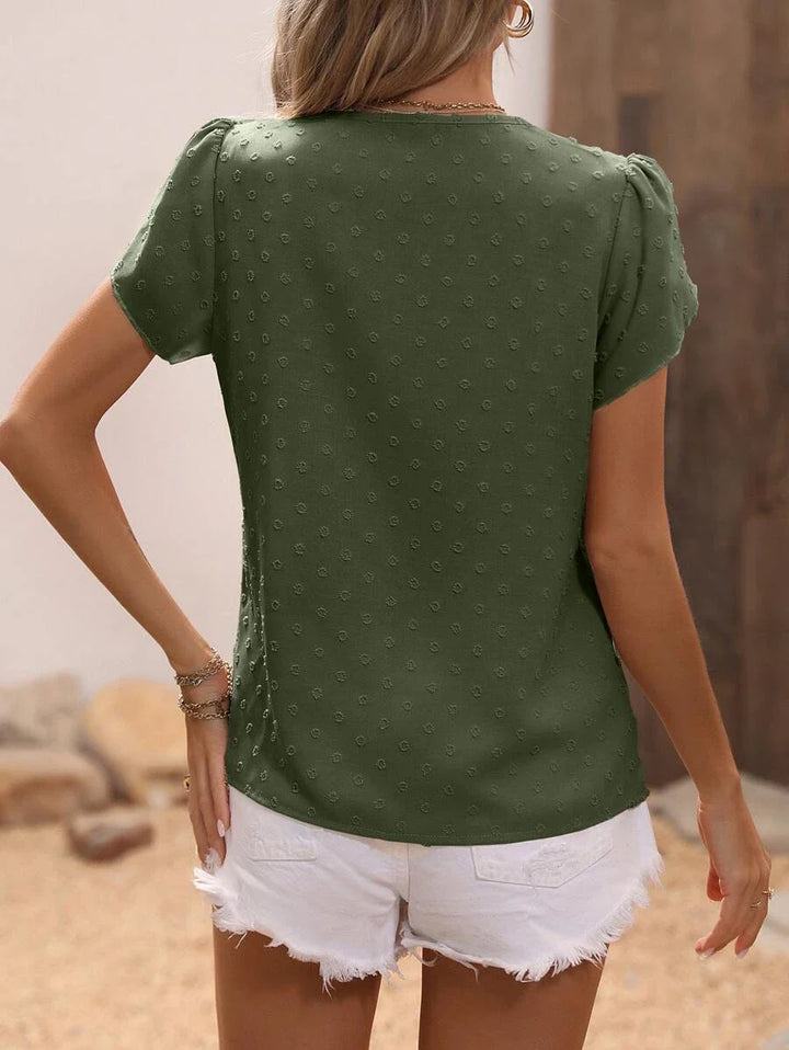 Delikatna Zwiewna Romantyczna Damska Bluzka z subtelnym wzorem