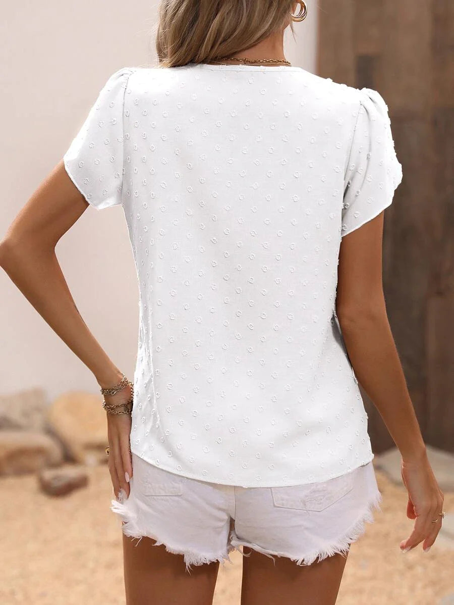 Delikatna Zwiewna Romantyczna Damska Bluzka z subtelnym wzorem