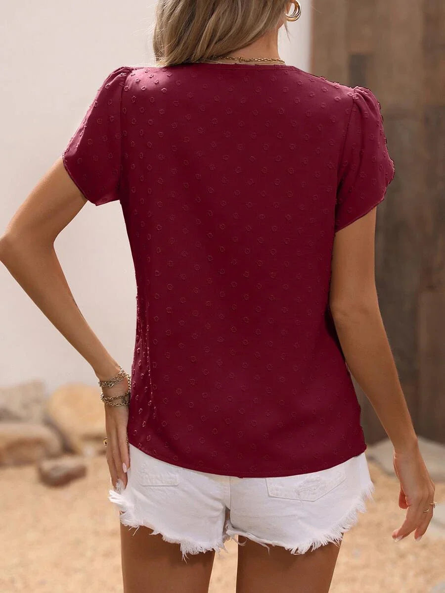 Delikatna Zwiewna Romantyczna Damska Bluzka z subtelnym wzorem