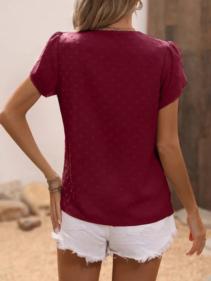 Delikatna Zwiewna Romantyczna Damska Bluzka z subtelnym wzorem