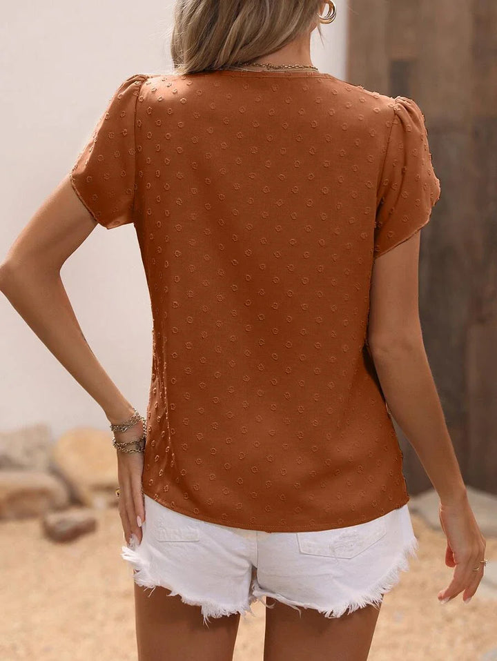 Delikatna Zwiewna Romantyczna Damska Bluzka z subtelnym wzorem