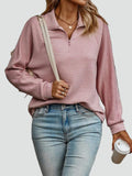 Pull côtelé pour femme à col montant zippé