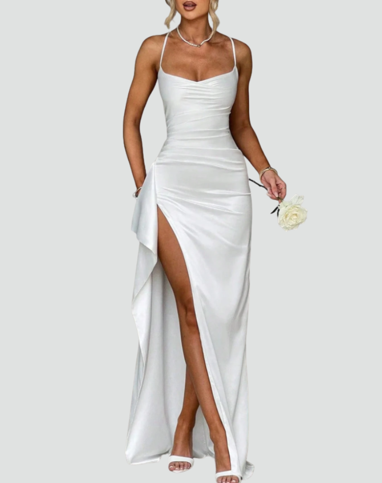 Maxi dress with chiffon bottom and thin straps