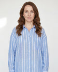 Striped oversized women's beach blouse for summer