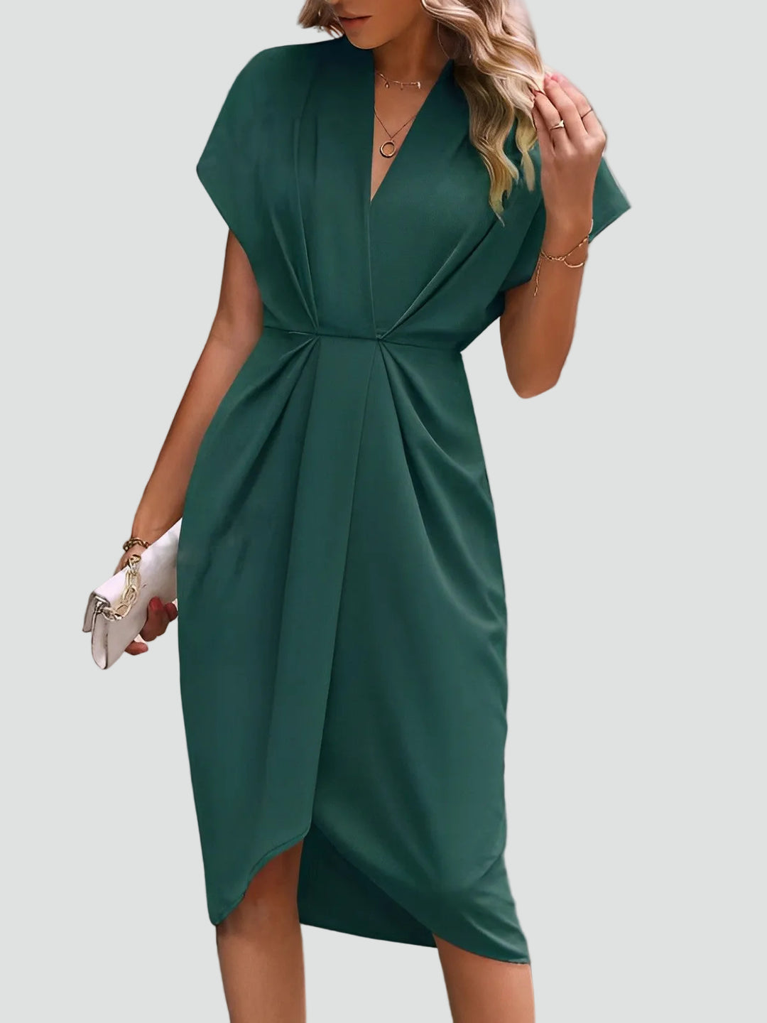 Elegant women's wrap midi cocktail dress
