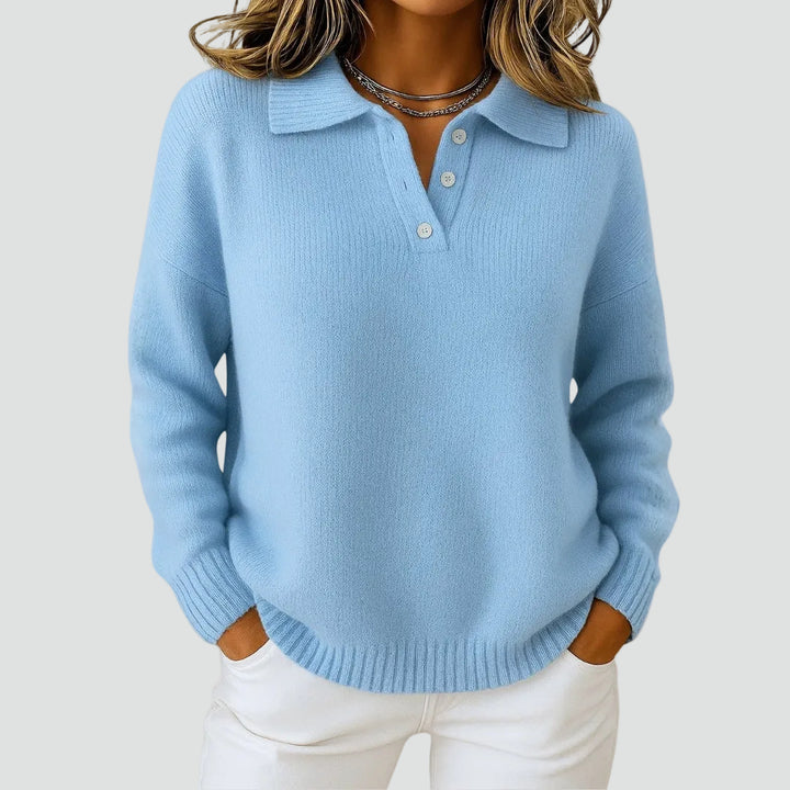 Women's oversized polo collar sweater for everyday wear