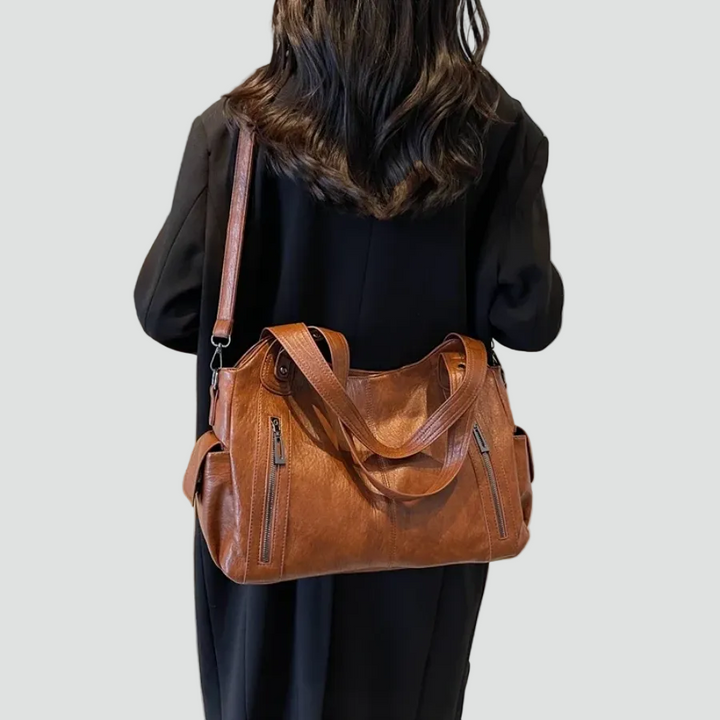 Women's spacious shoulder bag with leather look