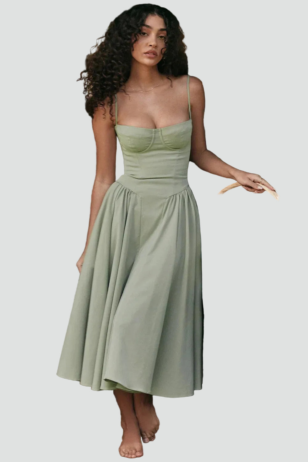 Elegancka damska sukienka midi koktajlowa z gorsetem