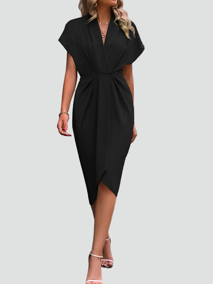 Elegant women's wrap midi cocktail dress