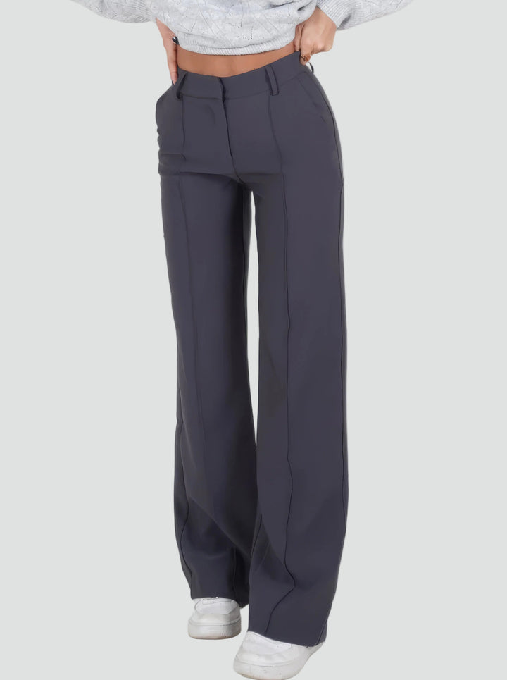 Eleganckie spodnie damskie z wysokim stanem i prostą nogawką