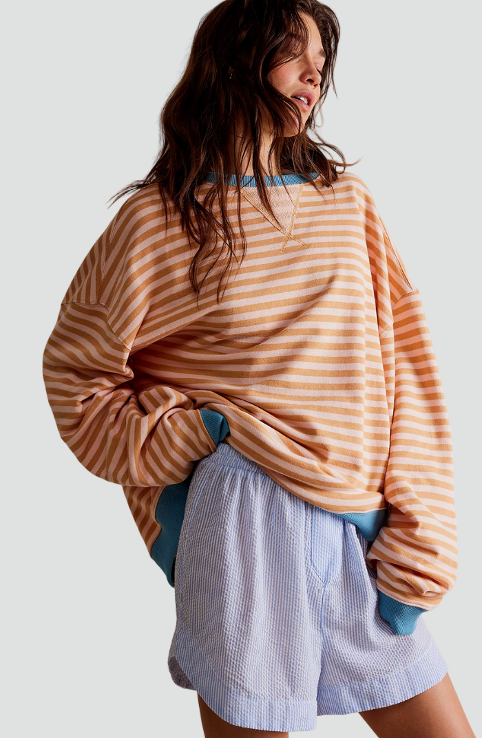 Kolorowa bluza damska oversize w paski na co dzień