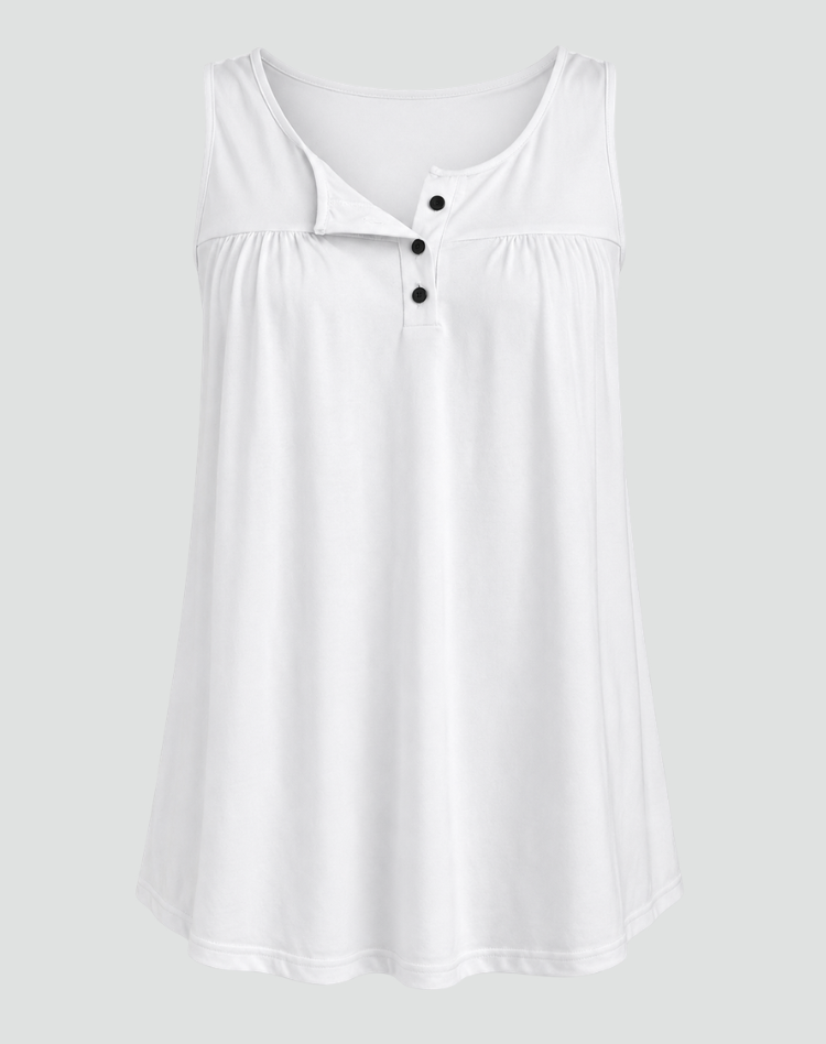Loose tank top with buttons and a feminine V-neckline