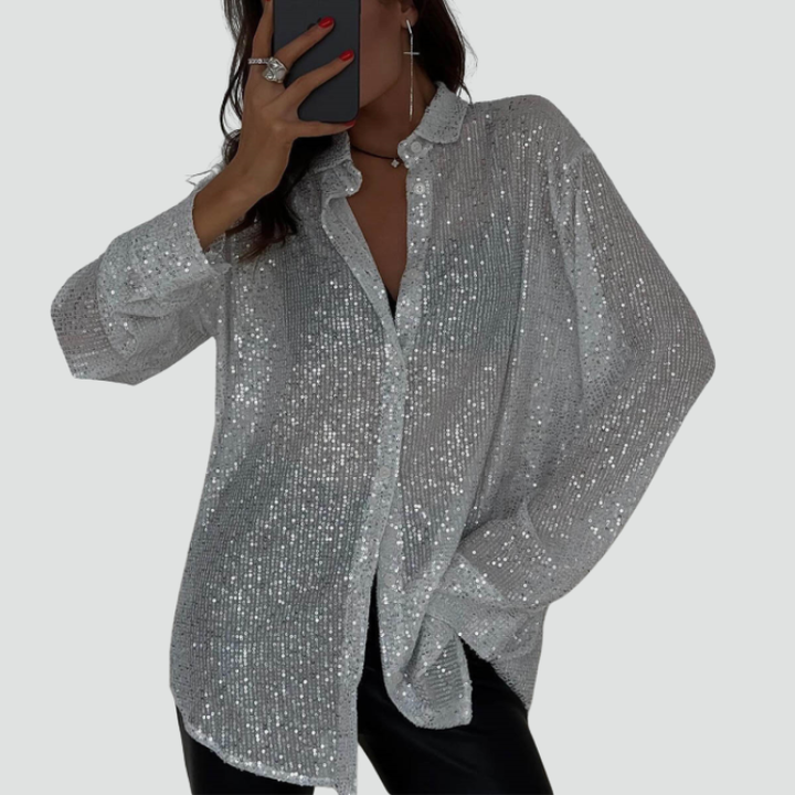 Sequin loose-fit party blouse for women