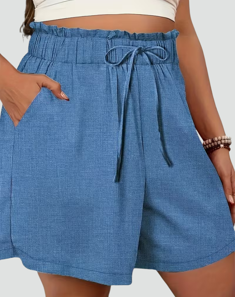 Linen wrap skirt shorts with tie for summer