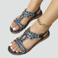 Boho sandals with crystals and elastic strap