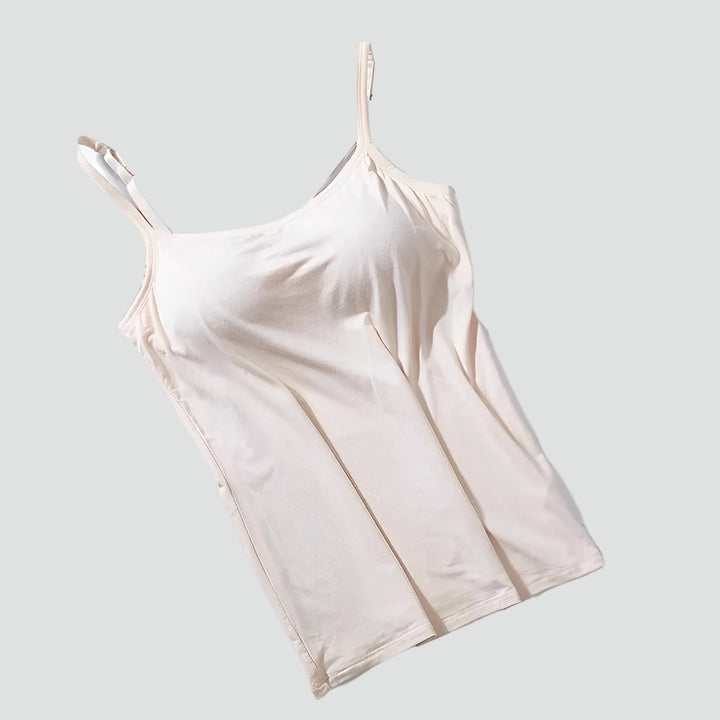 Wygodna damska bluzka na ramiączkach z wbudowanym biustonoszem