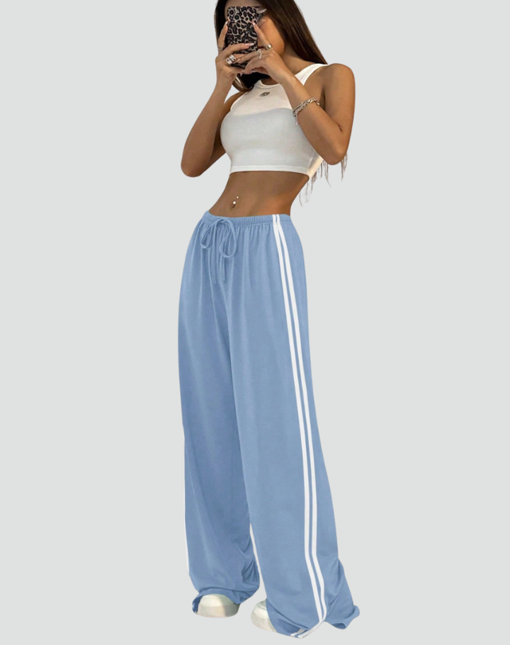 Pantalon de survêtement large pour femme avec bandes latérales