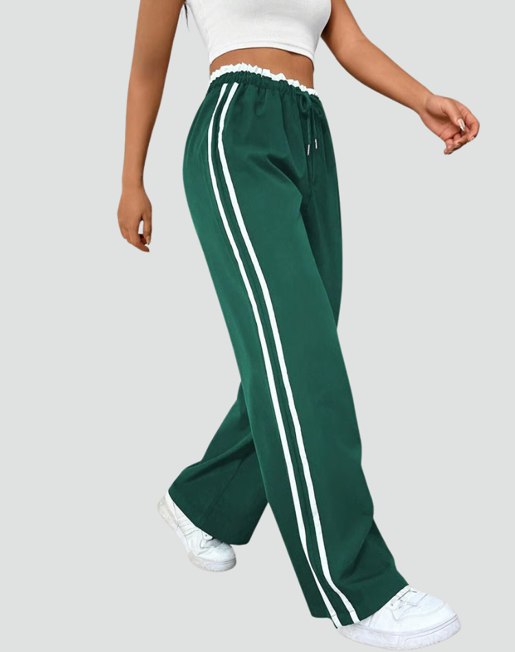 Pantalon de survêtement large pour femme avec bandes latérales