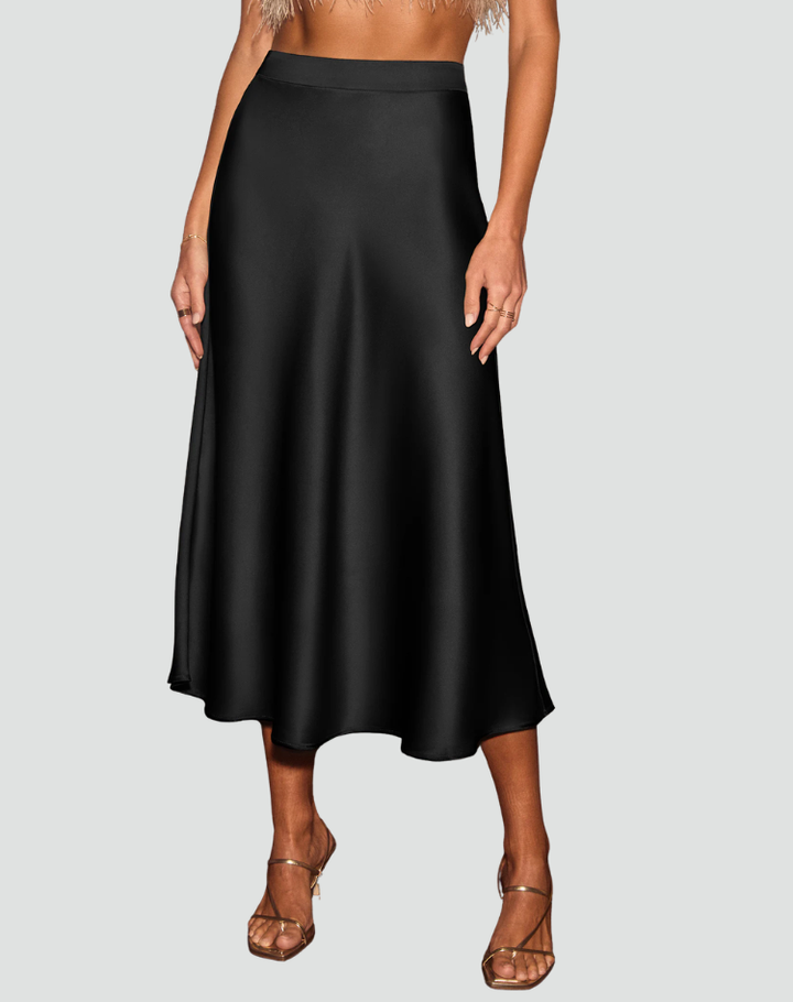 Satin midi skirt with a simple and elegant cut