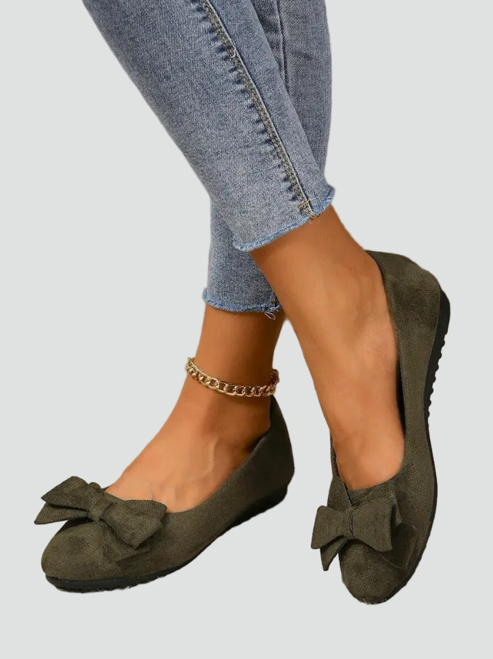 Women's comfortable ballet flats with bow for daily wear