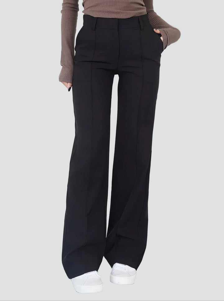 Eleganckie spodnie damskie z wysokim stanem i prostą nogawką