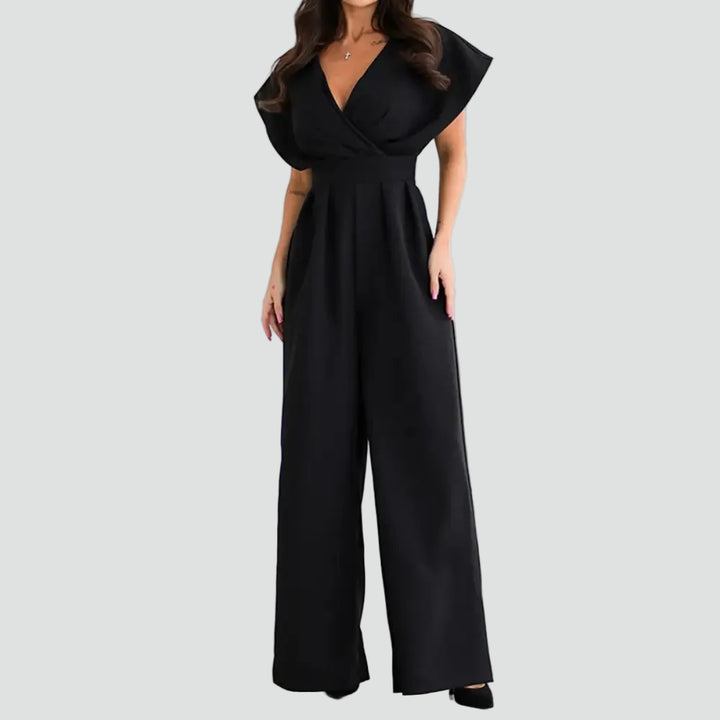 Women's jumpsuit with a wrap neckline and wide legs