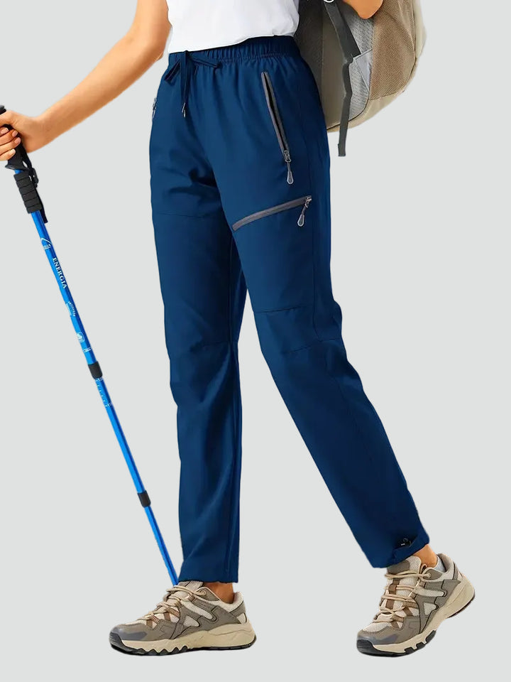 Damskie sportowe spodnie trekkingowe z kieszeniami na zamek