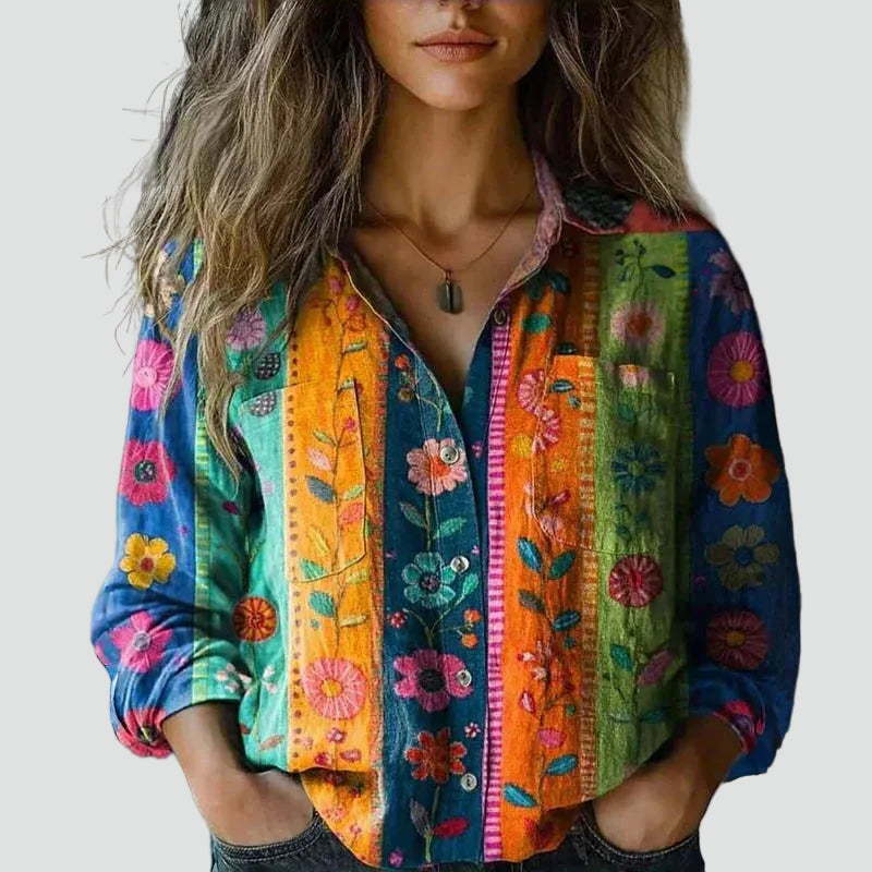 Bandana Print Shirt with Collar and Long Sleeves