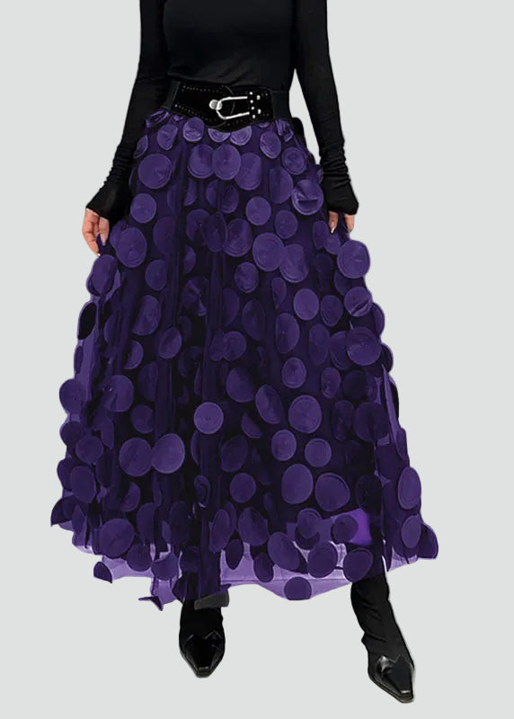 Maxi skirt with 3D applique and high waist