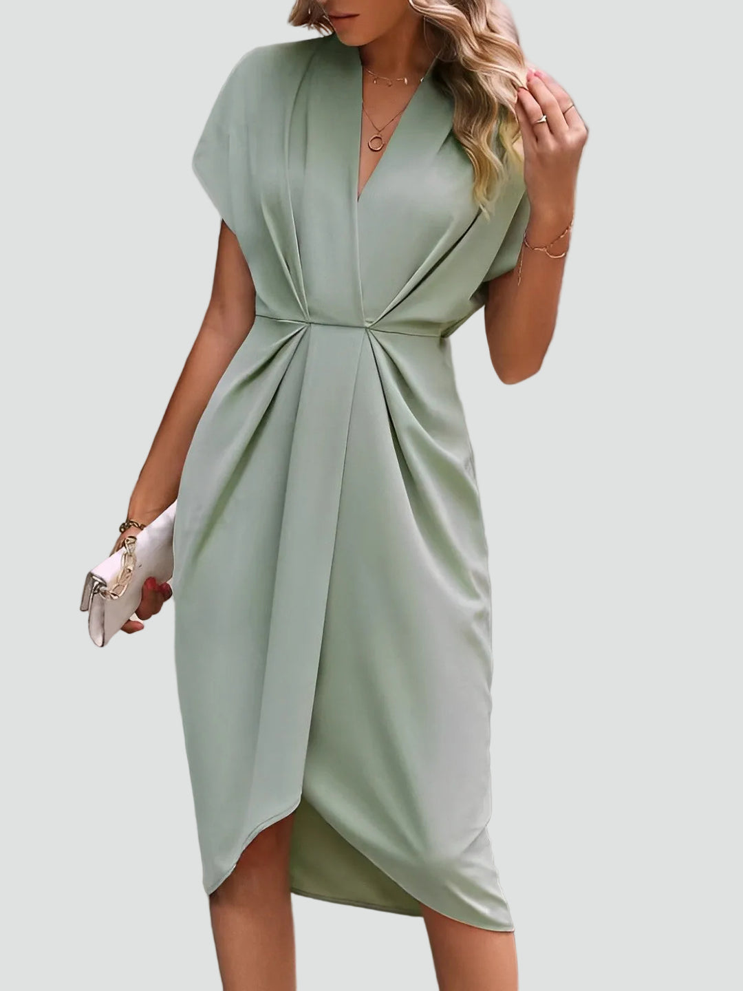 Elegant women's wrap midi cocktail dress