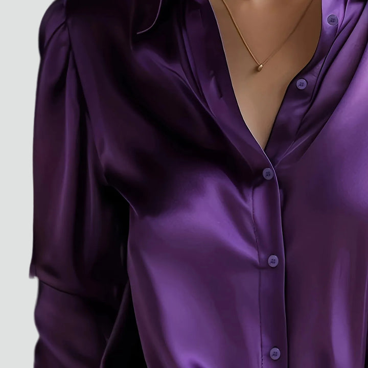 Klasyczna bluzka damska z efektem satyny z długim rękawem elegancka