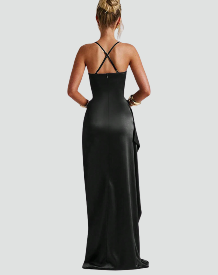 Maxi dress with chiffon bottom and thin straps