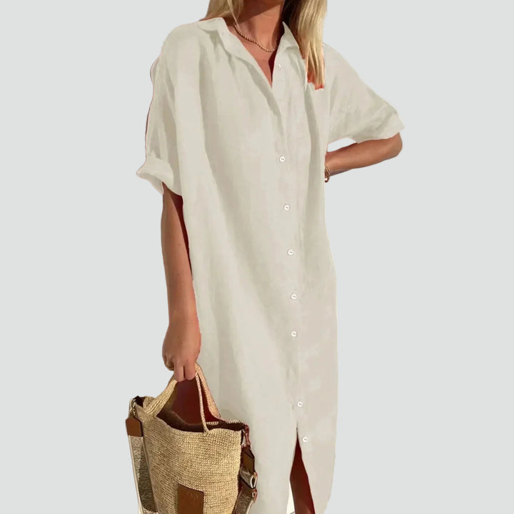 Midi overhemdjurk voor de zomer, oversized met korte mouwen en knopen